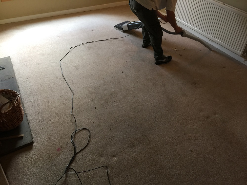 wool carpet pre-vac before cleaning